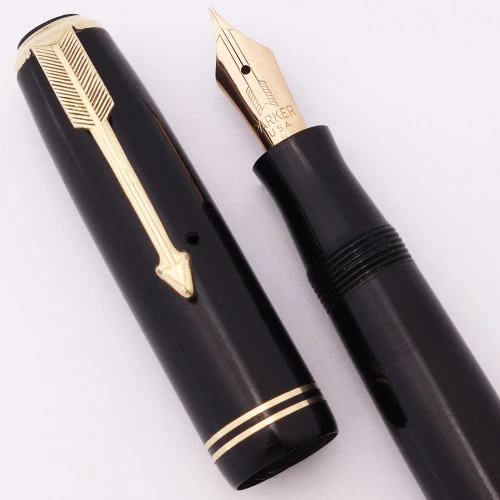 Parker Vacumatic Junior Fountain Pen (1930s) - Black, Double Jewel, Fine Parker USA Nib (Excellent, Restored)