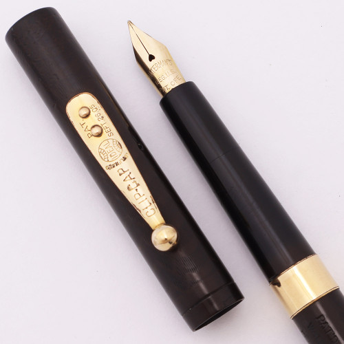 Waterman 12 Eyedropper Fountain Pen (1920s) - BCHR w Gold Trim, Fine Flex Waterman Nib (Very Nice, Works Well)
