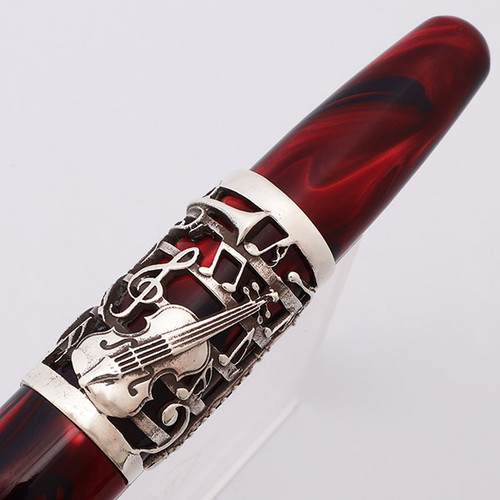Curtis Australia Luxury "Musical" LE Fountain Pen (#013/200) - Scarlet Silk, Sterling Trim, Medium 18k Nib  (New Old Stock)