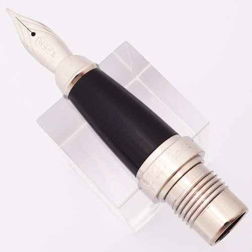 S T Dupont Ellipsis Large 18k Nib - Extra-Fine, Silver-Tone 18k, Black Section w Silver-Tone Trim (Near Mint, Works Well)