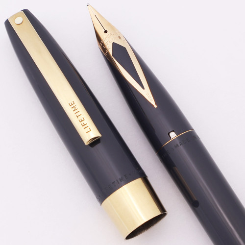 Sheaffer Imperial IV "Lifetime" Fountain Pen (1970s) - Grey w Gold Trim, Button Converter, 14k Fine Nib (Excellent, Works Well)