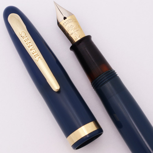 Sheaffer Cadet 23 Touchdown Fountain Pen (USA, 1960s) - Blue, Extra-Fine Feathertouch 14k #5 Nib (Excellent, Restored)
