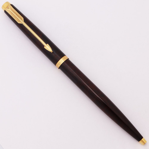 Parker 75 Ballpoint Pen (1984) - Thuya Brown Marble Lacquer w/GT  (Excellent, Works Well)