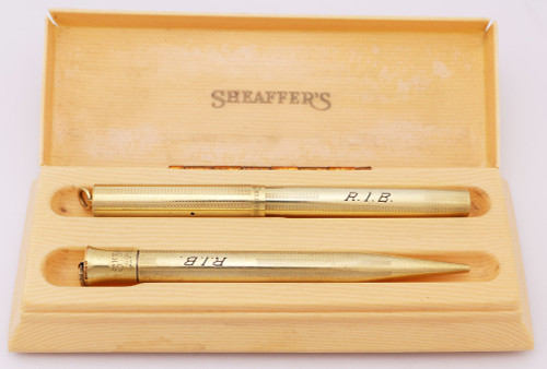 Sheaffer #1 Self Filling Fountain Pen Set - Extra Small Ring Top, Gold Filled, Flexible Fine #1 Nib (Excellent in Box, Restored)