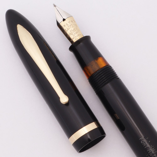 Sheaffer Balance Fountain Pen (1930s/40s) - Black w GT, Radius Clip, Lever Filler, Feather Touch Fine Nib (Excellent, Restored)