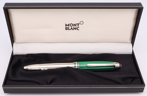 Montblanc Meisterstuck Solitaire Le Grand Fountain Pen  - Czar Nikolai I, Platinum Finish Barrel w Malachite Cap, Piston Filler, Fine 18k Nib (Near Mint in Box, Dipped Only)