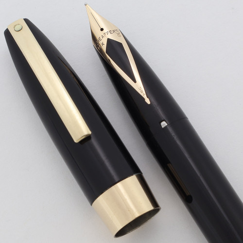 Sheaffer PFM III (1960s) - Black with Gold Trim,  Snorkel Filling System, Medium 14k Inlaid Nib  (Excellent, Restored)