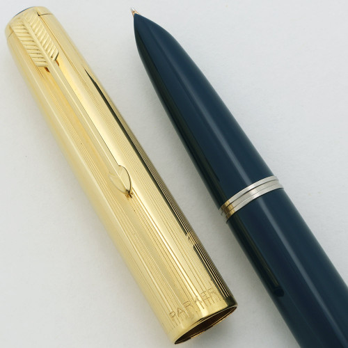 Parker 51 Ariel Kullock "Fantasy" Aerometric - Teal Blue, Lined GP Argentina Cap, Medium-Fine Gold Nib (Excellent, Works Well)