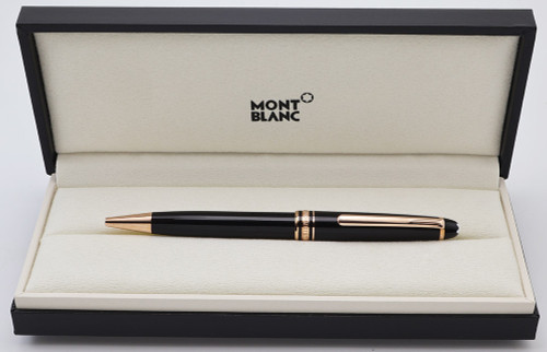 Montblanc Meisterstuck 164 Classique Ballpoint Pen - 90th Anniversary, Black w Rose Gold Trim (Excellent + in Box, Works Well)