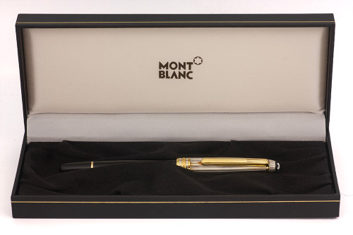 Montblanc Meisterstuck Doue Solitaire 144 Rollerball Pen - Black with Lined Sterling Silver Cap and GT  (Near Mint in Box, Works Well)
