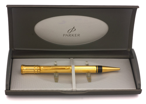 Parker Modern Duofold Ballpoint Pen (1991) - Gold Filled Godron (Excellent in Box, Working Well)