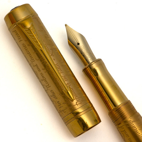 Parker Duofold Accession Limited Edition (2002) - 23k Gold-Plated, 1.5 ct Amethyst, Medium 18k Nib (Excellent in Box, Works Well)