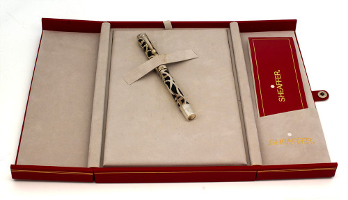 Sheaffer Nostalgia Fountain Pen (1980s) - Sterling Filigree Overlay, C/C, Medium 18k Nib (Excellent in Box, Works Well)