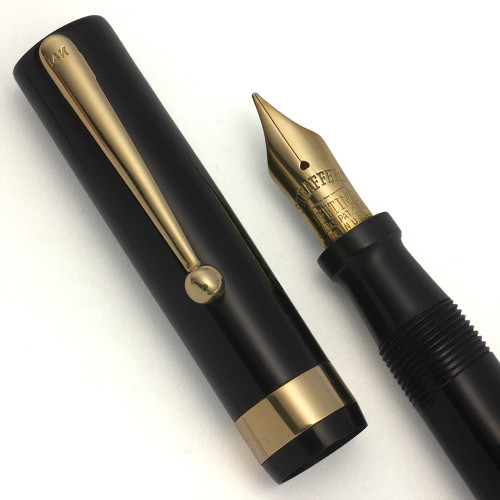 Sheaffer Lifetime Autograph Flat Top (1920s) - Black w 14k Trim, Lever Filler, Fine Lifetime Nib (Excellent, Restored)