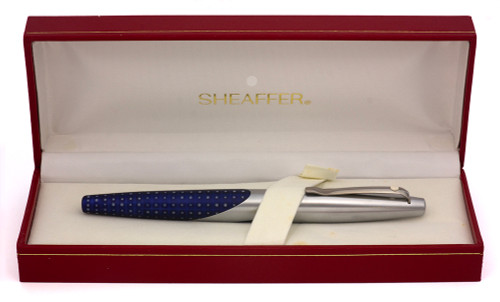 Sheaffer Intrigue #612 Rollerball Pen - Patterned Blue w/Chrome Trim  (New Old Stock in Box, Works Well)