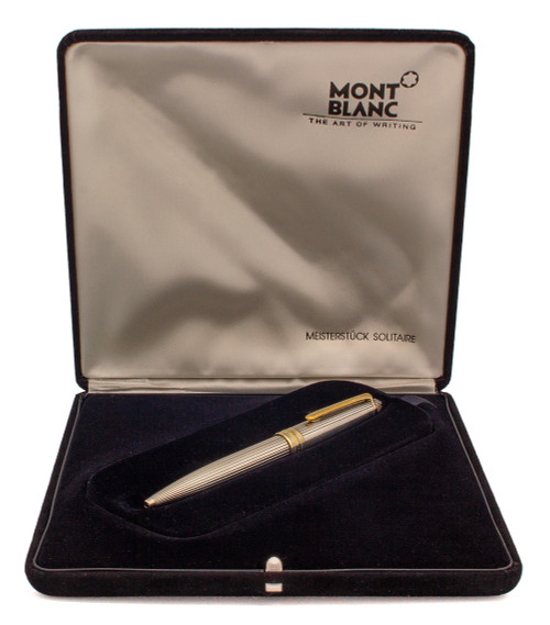 Montblanc Meisterstuck Solitaire 164SP Ballpoint Pen (W-Germany)- Sterling Silver "Pinstripe" w Gold Trim (Excellent in Box, Works Well)