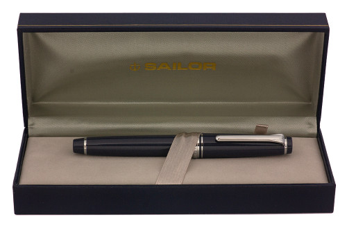 Sailor Pro Gear Slim Fountain Pen - Lame Blue w Rhodium Trim,  C/C, H-EF 14k Nib (Excellent +  in Box, Works Well)
