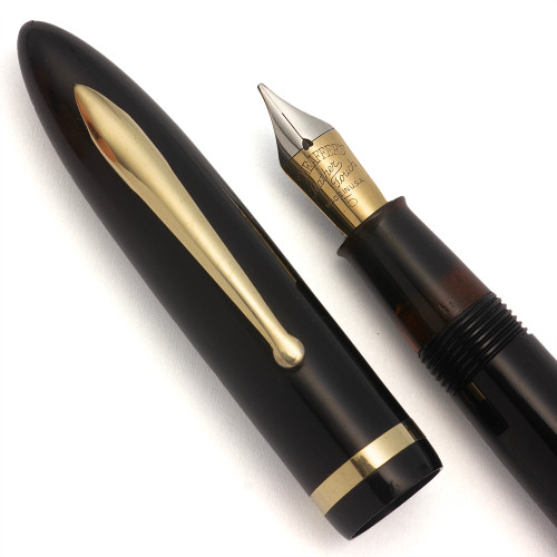 Sheaffer Balance 500 Fountain Pen (1935-42) - Full Size Black, Lever Fill, Medium Feather Touch Nib (Excellent +, Works Well)