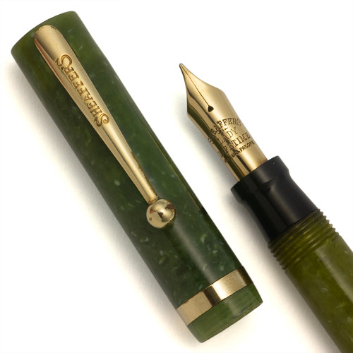 Sheaffer "Lady Lifetime" Flat Top (1926-8) - Uncommon, Jade Green, Fine Nib (Excellent, Restored)