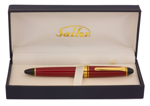 Sailor 1911 S "Colors" Fountain Pen - Standard Size, Red w Black Finials, 14k H-F Nib (Near Mint in Box, Works Well)