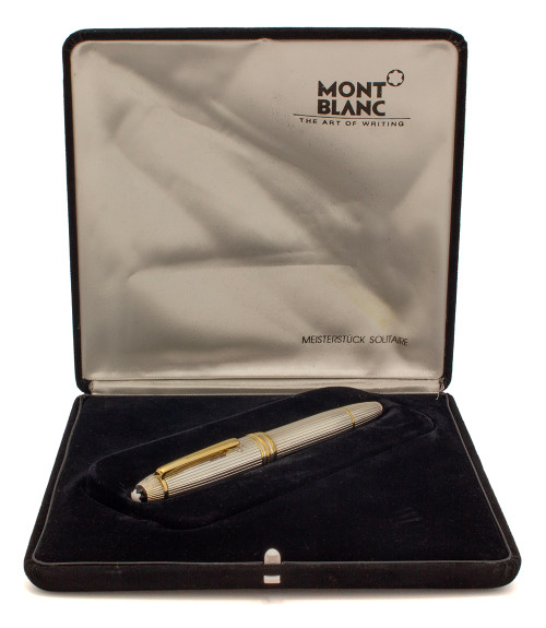 Montblanc Meisterstuck Solitaire 146 Fountain Pen (W. Germany) - Sterling Silver Godron, Piston Fill, 18k Medium Nib (Excellent+ in Box, Works Well)