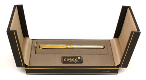 Elysee Parthenon Bi-Colour Fountain Pen - Gold & Platinum-Plated w 18k GP Trim, Medium 18k Gold Nib (Near Mint in Box, Works Well)