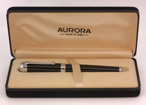 Aurora Talentum Rollerball Pen - Black w Chrome Trim (Near Mint in Box, Works Well)