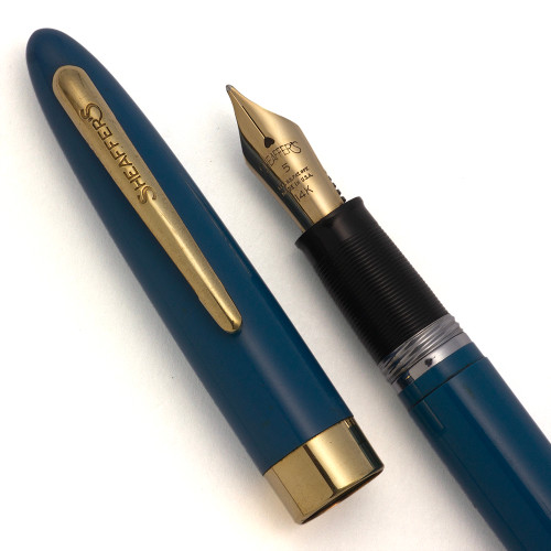 Sheaffer Admiral Snorkel (1950s) - Pastel Blue, Medium 14k Nib (Excellent, Restored)