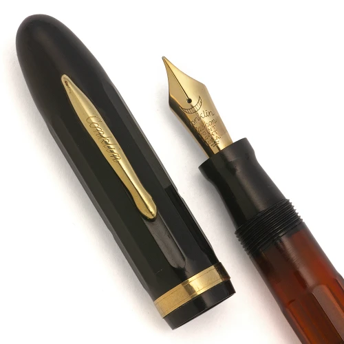 Conklin Nozac Fountain Pen (1930s) - Black, Piston Filler, Fine Conklin Cushon Point 14k Gold Nib (Excellent, Restored)