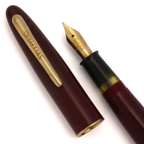 Sheaffer Craftsman Touchdown (1950s) - Burgundy w GT,  #33 Medium 14k Nib (Excellent +,  Restored)