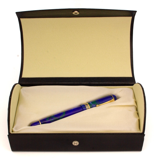 Conway Stewart Levenger Fountain Pen LE (2005, #062/100) - Blue-Green w GT, 18k Cap Band, C/C, 18K Fine Italic Nib (Excellent + in Box, Works Well)