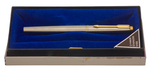 Parker 75 Flighter DeLuxe Fountain Pen (1980s) - GP Trim, C/C, Fine 14k Nib (Near Mint in Box, Never Inked)