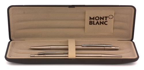 Montblanc Noblesse Ballpoint Pen and Pencil Set (1974-77)  - Steel Body, Chrome Trim, 0.5mm Leads (Very Nice in Box, Work Well)