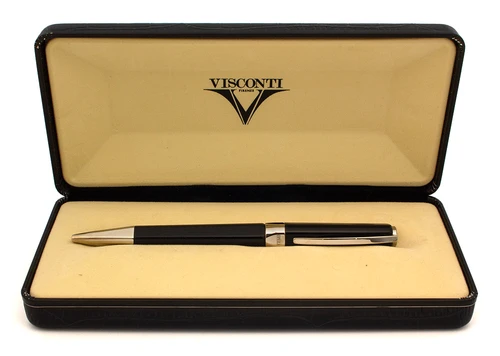 Visconti Opera Ballpoint Pen - Black Guilloche Resin with Palladium Plated Trim (Excellent in Box, Works Well)