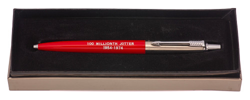 Parker 100 Millionth Edition Jotter Ballpoint  (1974) - Red w Brushed Steel (Excellent in Box, Works Well)
