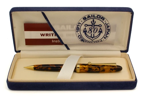 Sailor Magellan Mechanical Pencil (1980s/90s) - Tortoise Shell w GT, 0.5mm Leads (Excellent + in Box, Works Well)