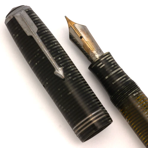 Parker Vacumatic Oversize Fountain Pen (1935) - Silver Pearl, Lockdown Filler,  Fine Parker Nib  (Excellent, Restored)