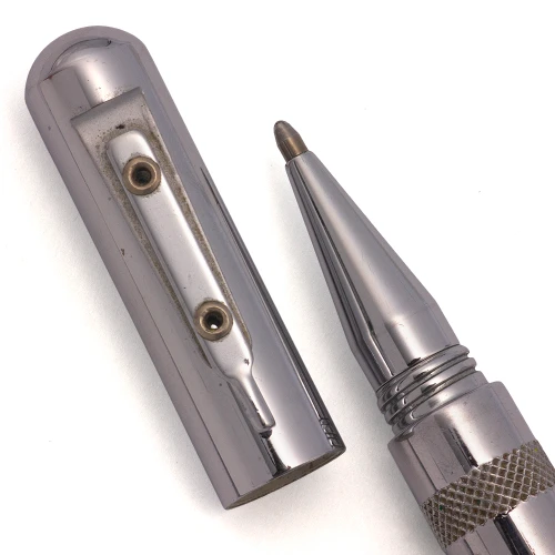 Giuliano Mazzuoli Officina Micrometro Rollerball -  Chrome w Knurled Bands (Very Nice, Works Well)