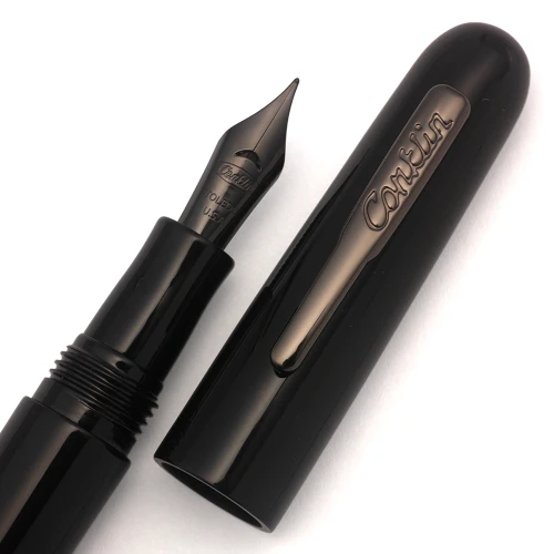 Conklin (Modern) All American Fountain Pen - Raven Black w Black Trim, C/C, Extra-Fine Black Toledo Nib (Near Mint, Works Well)
