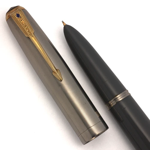 Parker 51 Vacumatic Fountain Pen (1946) - Dove Grey, Lustraloy Cap, Fine Nib (Excellent, Restored)