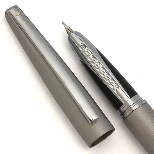 Sheaffer Taranis Fountain Pen (2013-16) - Silver Satin w/Chrome Trim, C/C,  Fine Nib (Mint Condition, Works Well)