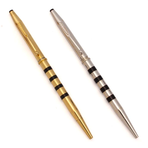Cross Century Signet Ballpoint Pen - Gold or Silver Options w Black Bands (Excellent, Works Well)