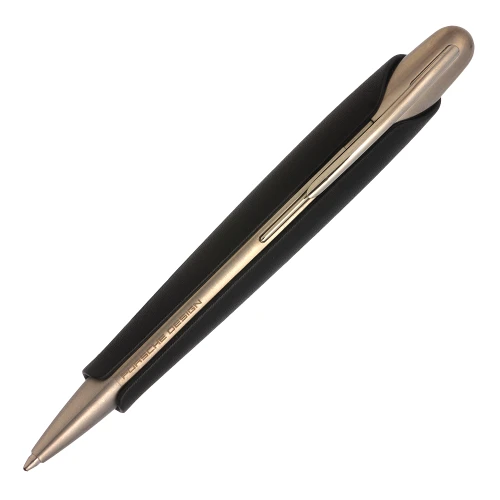 Porsche Design P3150 Ballpoint Pen (Germany, ca2003) - Silver w Leather Sleeve, Parker Refills (Excellent +, Works Well)