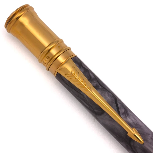 Parker Modern Duofold Mark II Ballpoint (1997-UK) - Grey Pearl w GT (Excellent, Works Well)