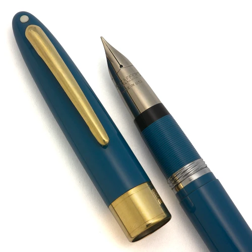 Sheaffer Statesman Snorkel Fountain Pen (1952-9) - Pastel Blue, Gold Trim, Fine PdAG Conical Nib (Excellent +, Restored)