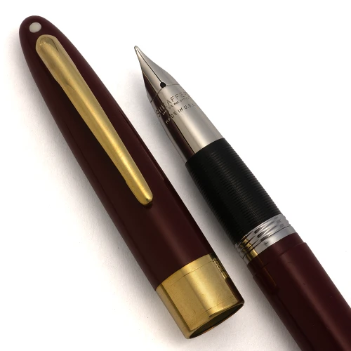 Sheaffer Statesman Snorkel Fountain Pen - Burgundy, Medium Nib (Excellent, Restored)