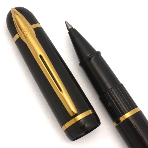 Waterman Phileas Rollerball Pen (2000s) - Black w Gold Trim (Excellent, Works Well)