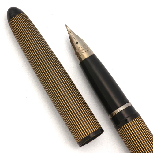 Lady Sheaffer III Skripsert (1960s) - Black and Gold Corduroy, Cartridge, Fine Steel Triumph Nib (Superior, Works Well)