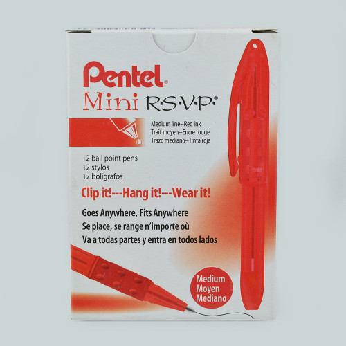 Pentel Mini RSVP Ballpoints BK91MNB - Red, Medium (2 Boxes of 12 = 24 pc.)