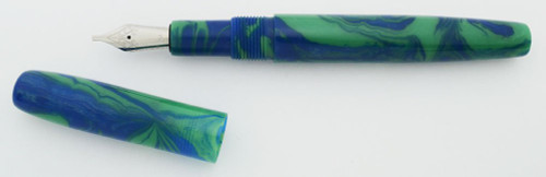 PSPW Prototype Fountain Pen - Green & Blue Alumilite, Standard Size, #6 JoWo Nib (New)